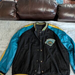 Men's Black and Teal Varsity Jacket Jacksonville Jaguars